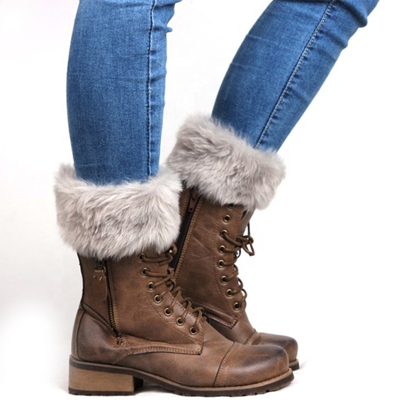 Winter Fur Cuff Knit Boot Toppers - Picture 5 of 5